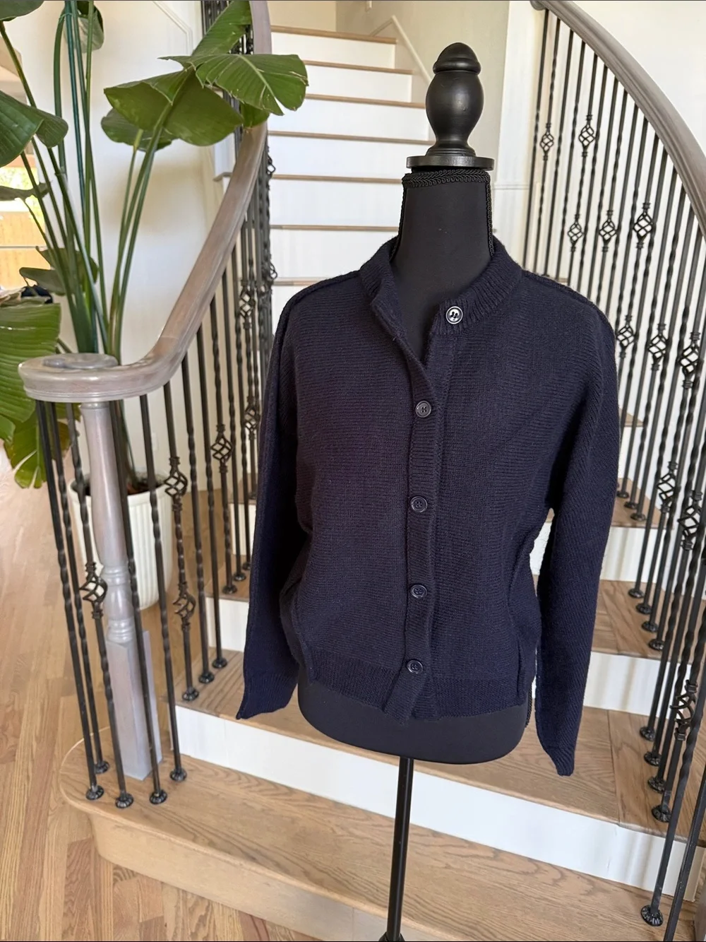 MNG Women's Navy Button-Up Knit Jacket (M)